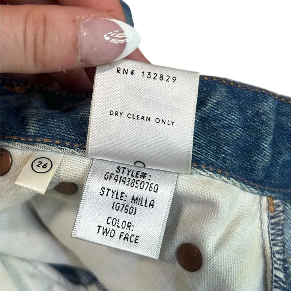 GRLFRND NEW Milla A-Frame Splice Denim Mini Skirt Two Face Wash Metallic Size 26 - Image 11