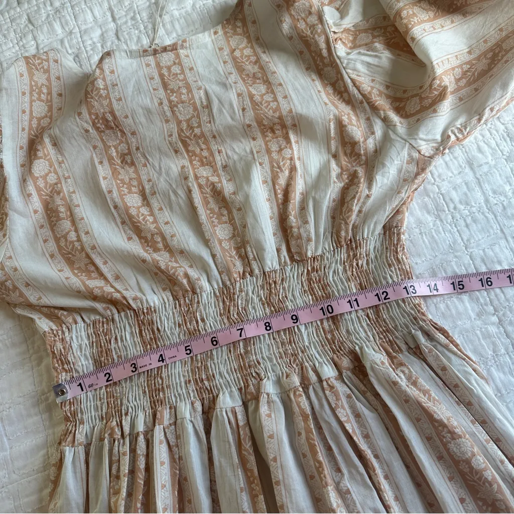 Mille Camille Mumbai Stripe Long Sleeve Printed Floral Maxi Dress NEW NWT Small White - Image 10