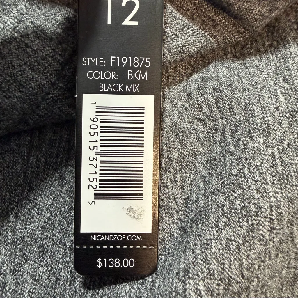 Nic+Zoe Forever Flannel Roll Bottom Pants charcoal gray women's 12 NWT Pull On - Image 7