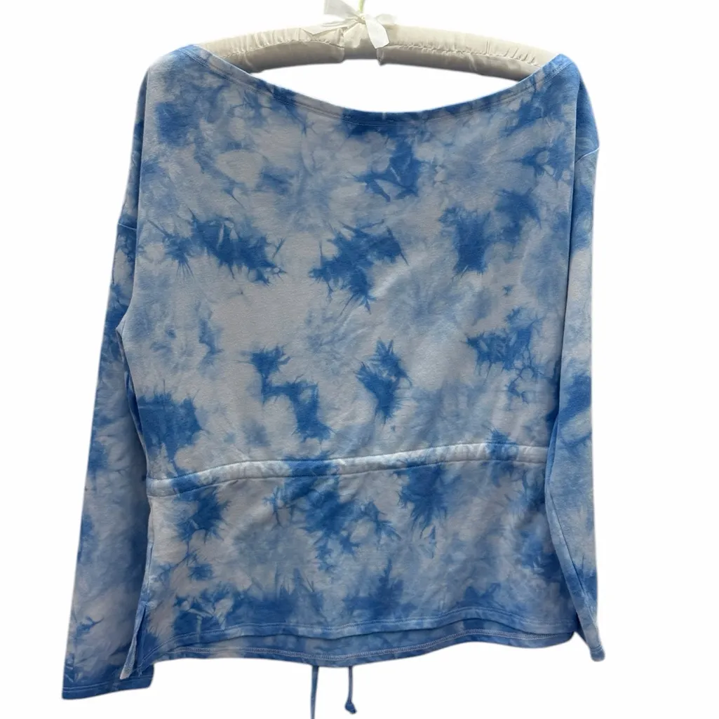 Venus Blue and White Tie Dye Long Sleeve Top Tie Waist Womens Small - Image 9