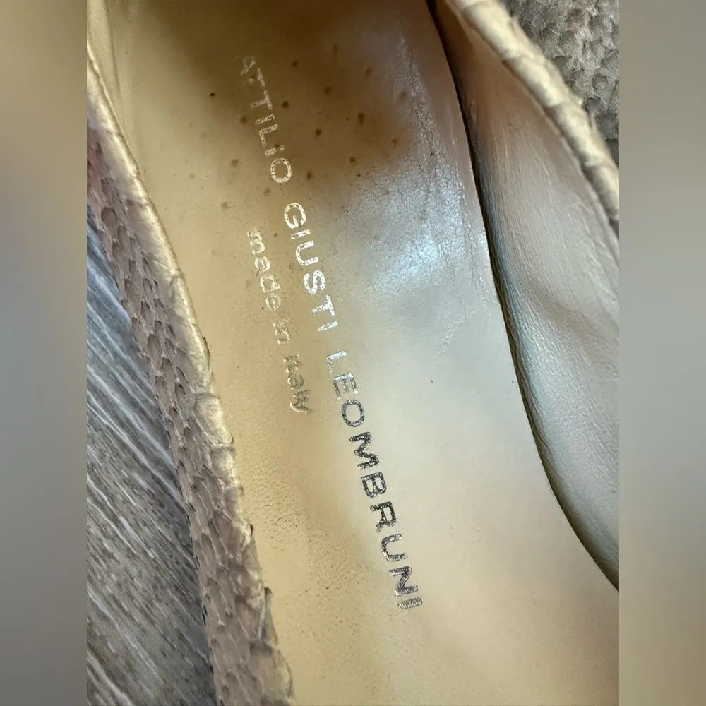 Attilio Giusti Leombruni Elegant Textured Leather Snakeskin Flats Size 7 Women’s - Image 9