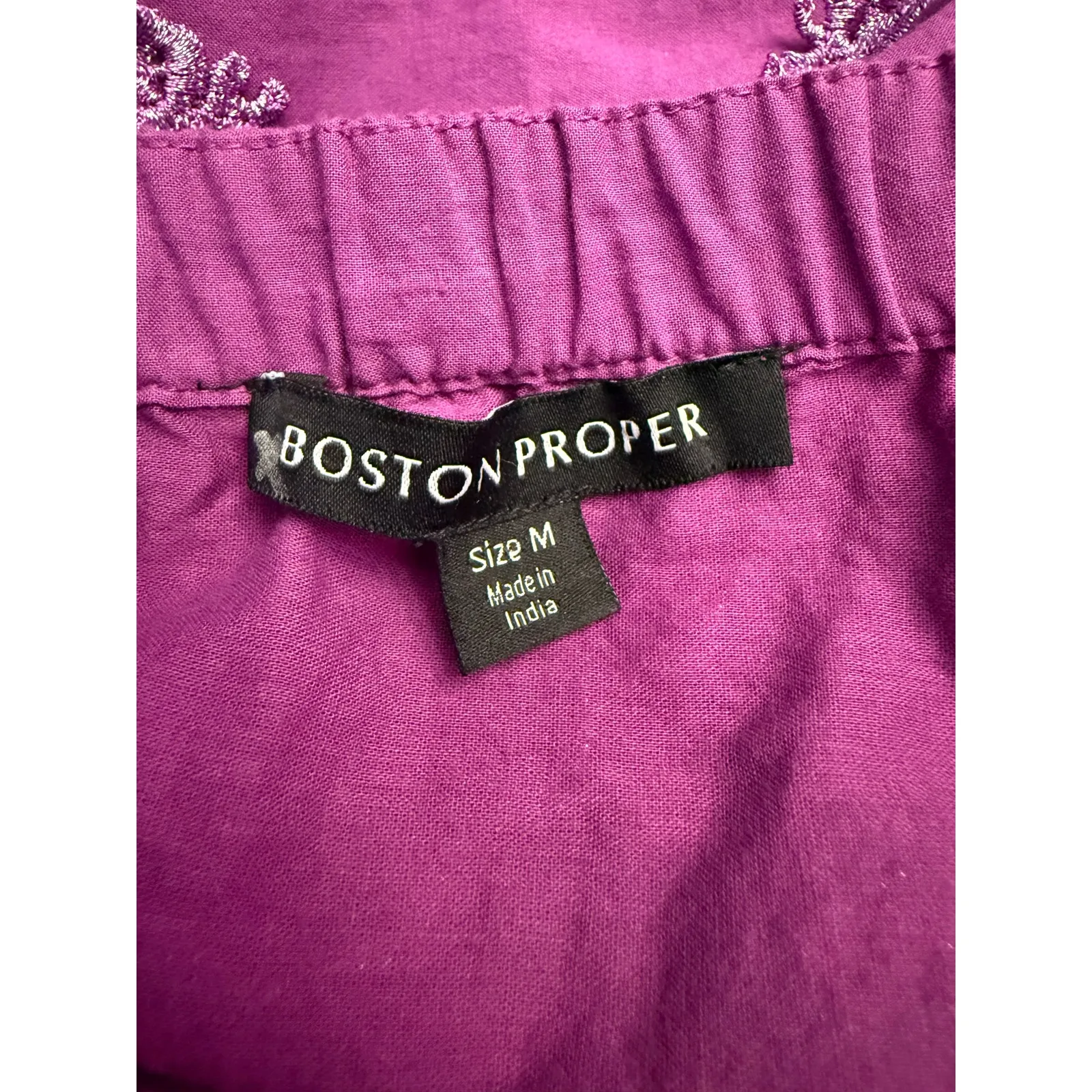 Boston Proper Metallic Lace Detail Off The Shoulder Shift Dress Women’s M Purple - Image 9