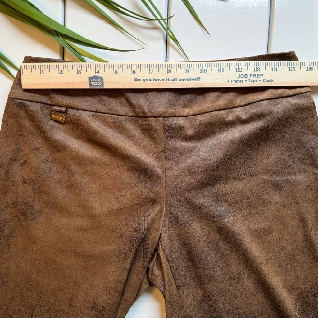LISETTE L Montréal Faux Suede Brown Distressed Pants - Image 5