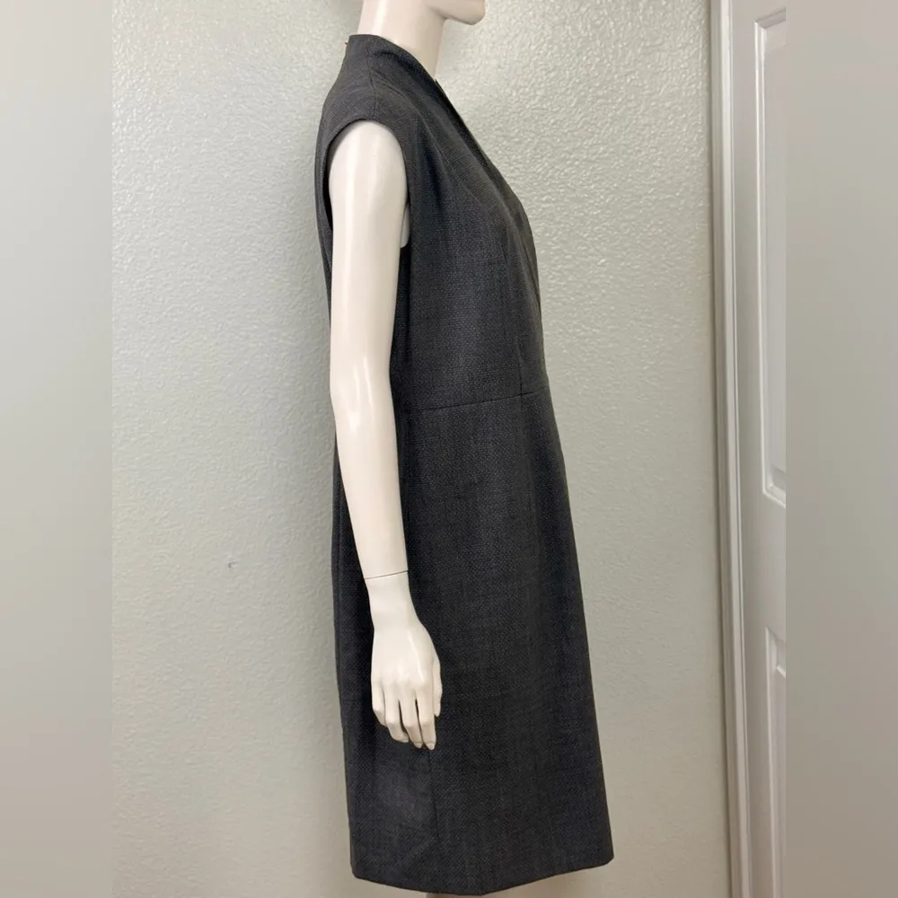 Hugo Boss Womens Dress Size 12 Gray Belted V-Neck Sleeveless Lined. F44 - Image 3