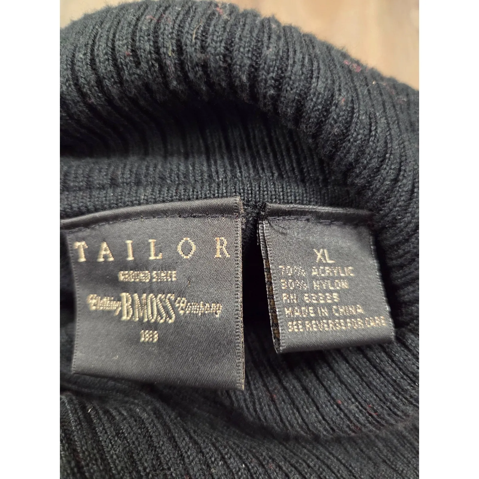 B.Moss Tailor Womens Sweater Size XL Solid Black Long Sleeve Turtleneck - Image 3