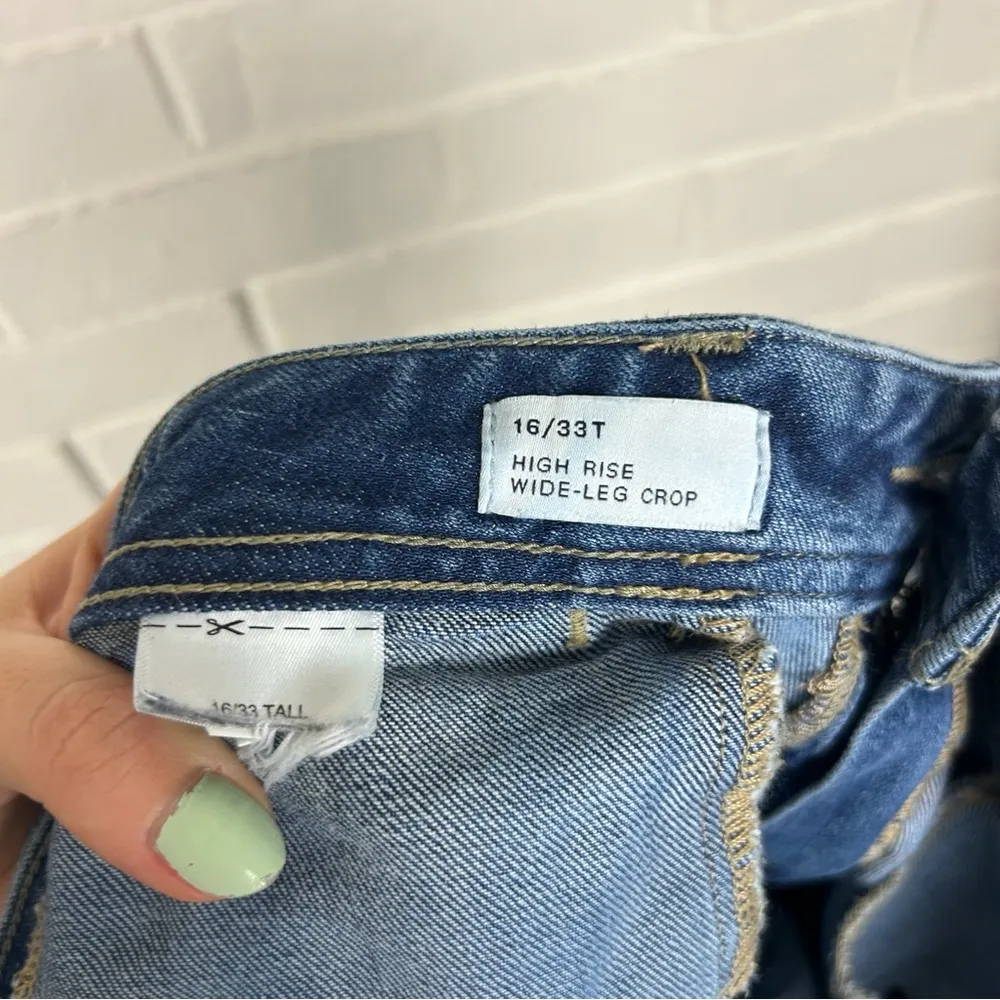 Gap High Rise Wide Leg Crop Jeans Size 16/33 Tall - Image 4