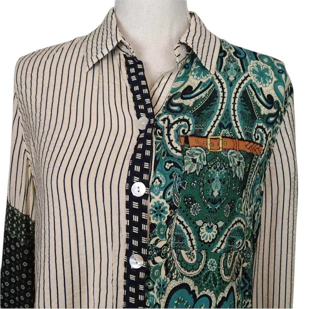 John Mark Striped and‎ Paisley Button-Up Shirt size Large - Image 7