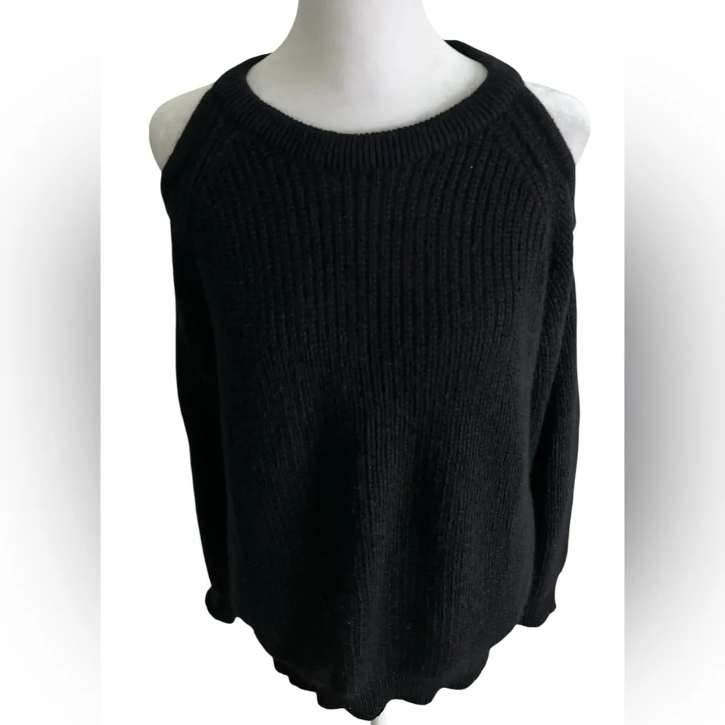 IRO Black open shoulder merino wool blend long Sweater - Image 2