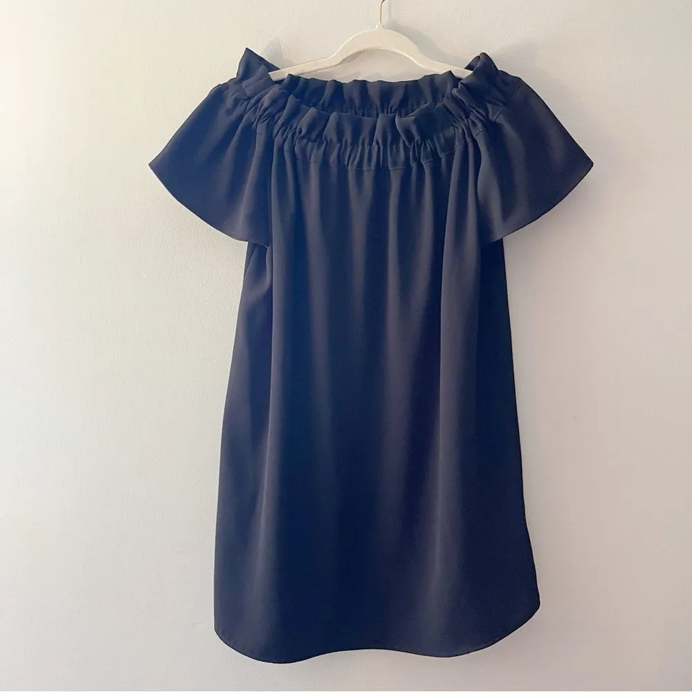 Pleione NWOT Anthropologie Black Mini Dress Women’s Size XXS Off Shoulder Ruffle - Image 3