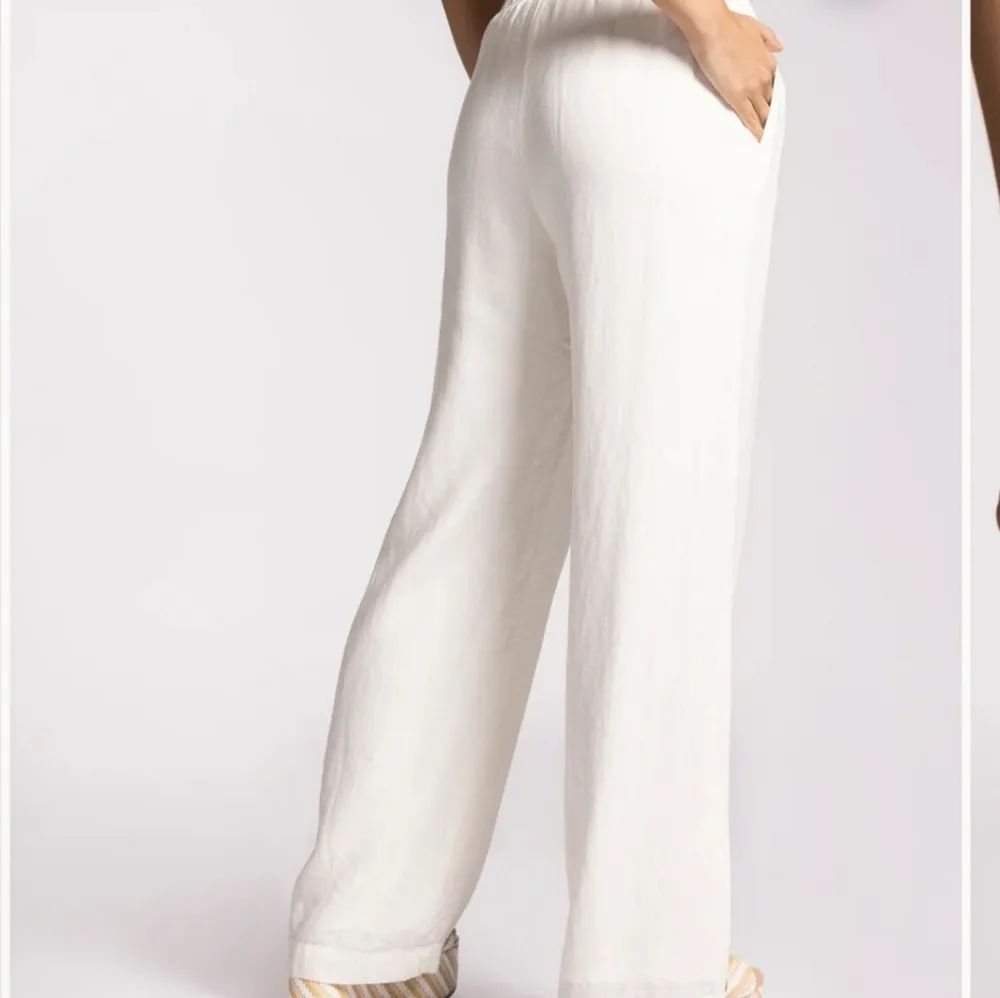 Thread & Supply Devon Linen High Waist Wide Leg in Vintage White, Size M White Size M - Image 2