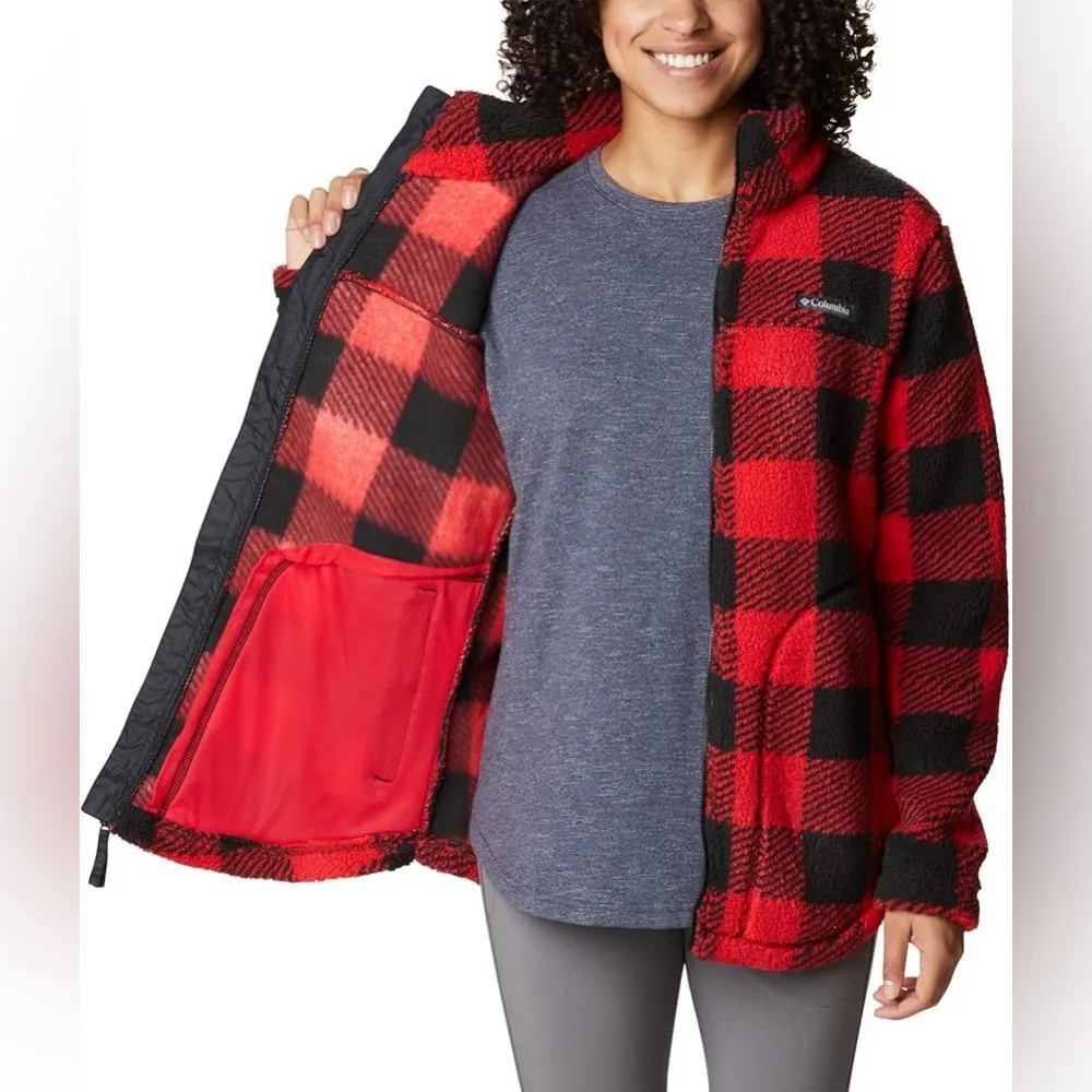 NWT Columbia Women's West Bend Full Zip Red Lily Check Print Size Medium - Image 5