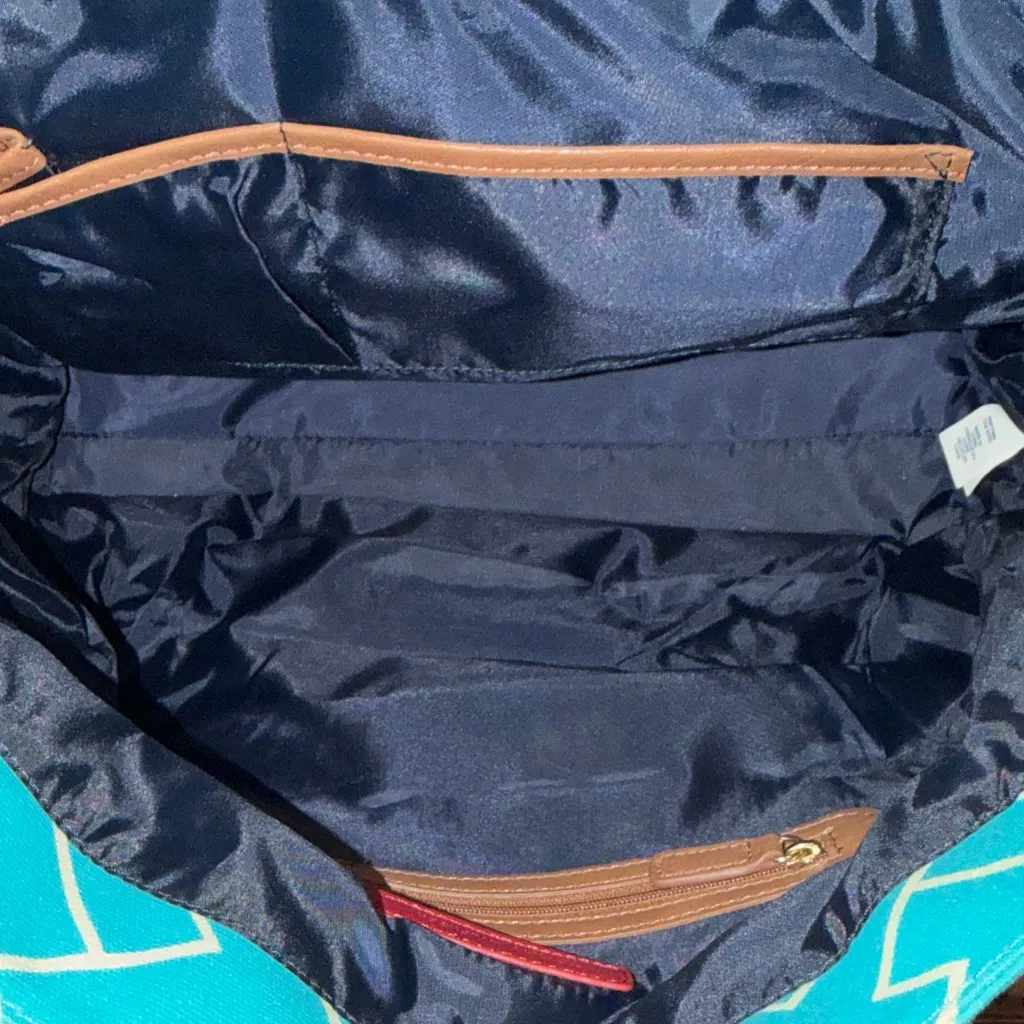 Tommy Hilfiger Blue and Brown Tote Bag - Image 7