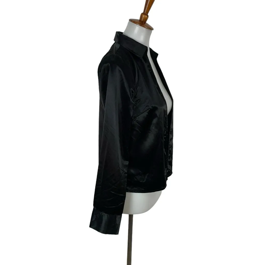 Envme Top Small Black Long Sleeve Open Front Cardigan Layering Goth - Image 3