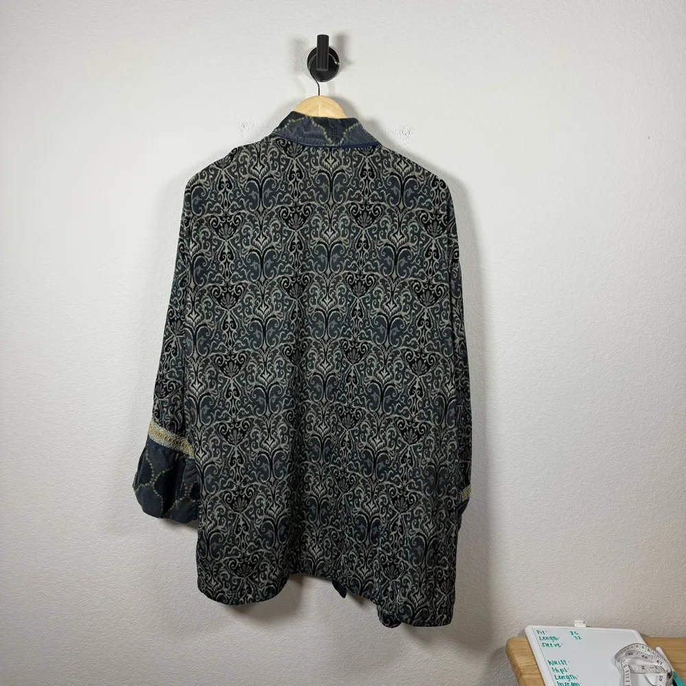 Soft Surroundings Women’s Aurora Velvet Burnout Kimono Cardigan Blue Multi 1X - Image 11