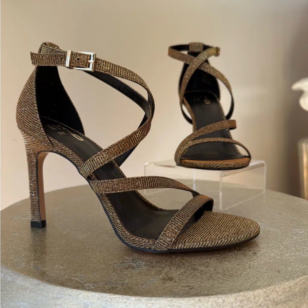 Mix No. 6 - Gold Shimmer Strappy Heels - Image 3