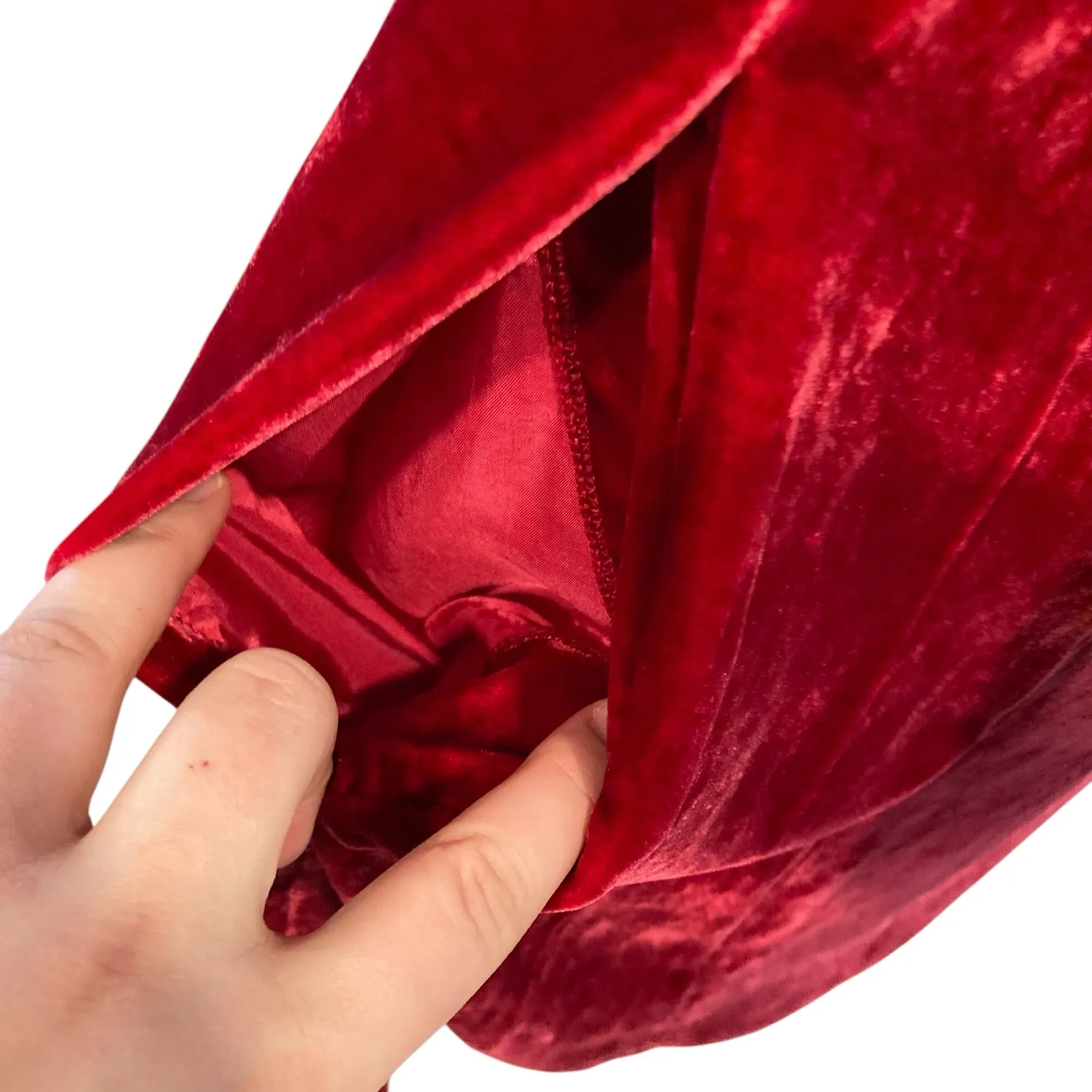 Eileen Fisher The System Ruby Red Silk Velvet Dress Womens Sz Small Knee Length - Image 13