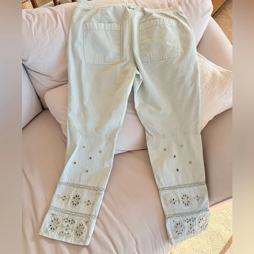 Anthropologie The Wanderer Eyelet Utility Pants Boho Sage Green Anthro Size 29 - Image 4