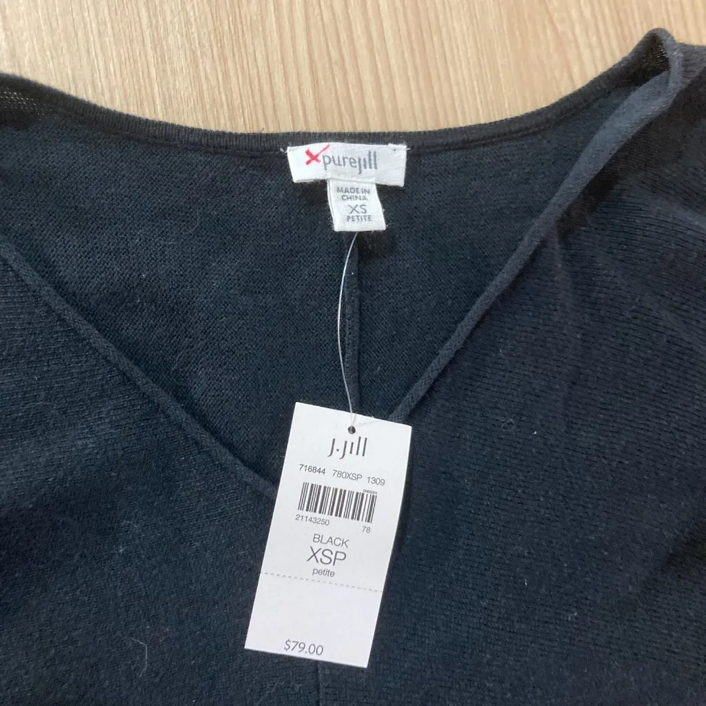 Pure Jill Asymmetrical Hem Sweater XS Petite Solid Black Cotton Modal Silk NEW Size undefined - Image 2