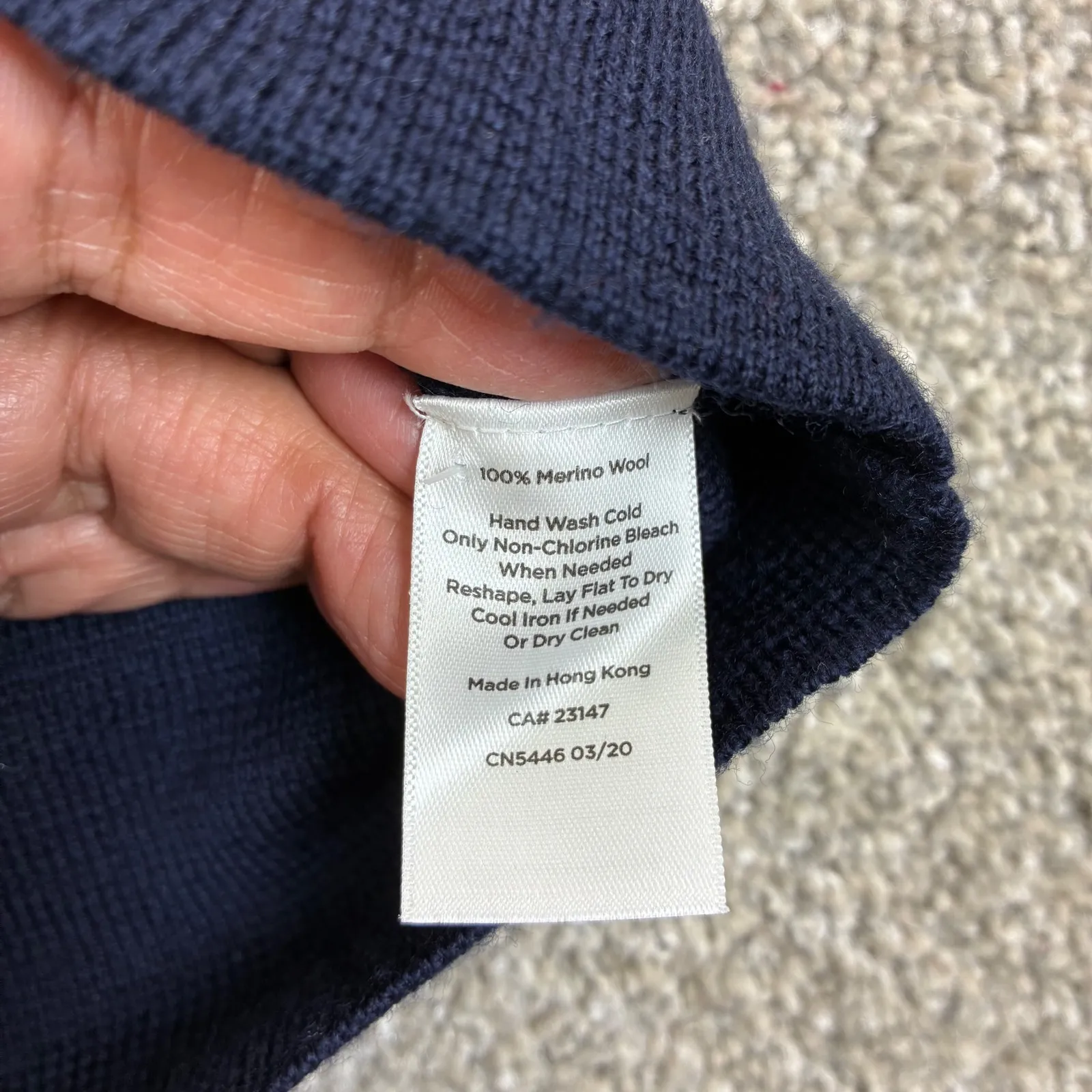 Talbots Navy Blue Merino Wool V Neck Puff Sleeve Sweater Dress Size M - Image 4