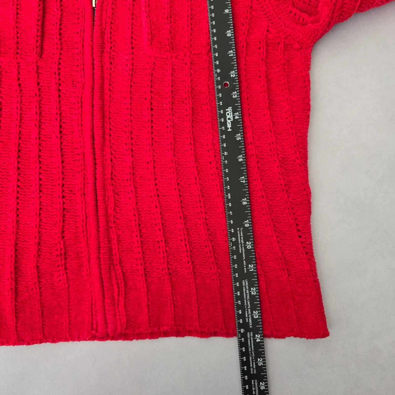 Vintage Y2K Knit Sweater Cottagecore Granny Chic Cozy Zipper Cardigan Red Large - Image 13
