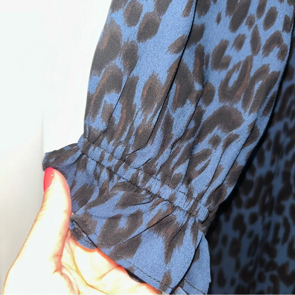 Skies Are Blue Animal Print Bishop Sleeve Dress Women’s Small - Image 4