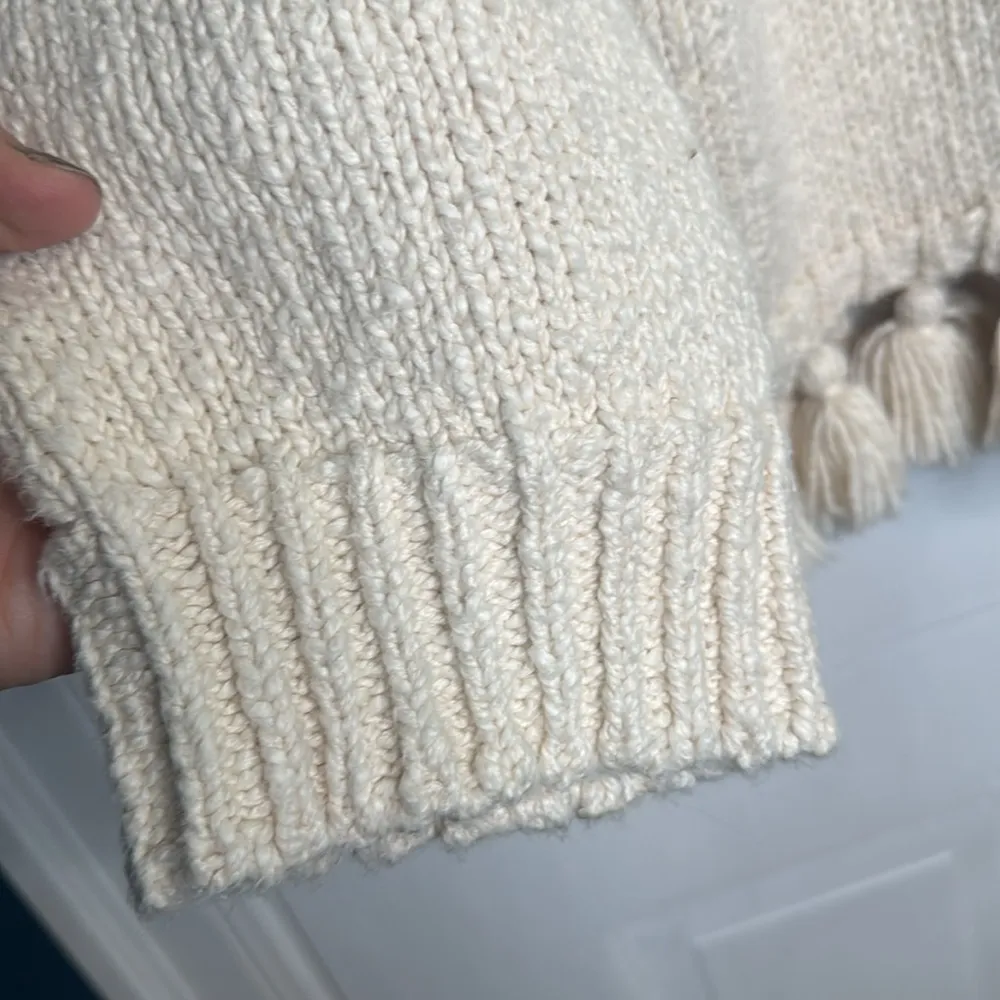 Broome Street x Kate Spade Cream Tassel Chunky Knit Sweater W1165 Sz XS - Image 5