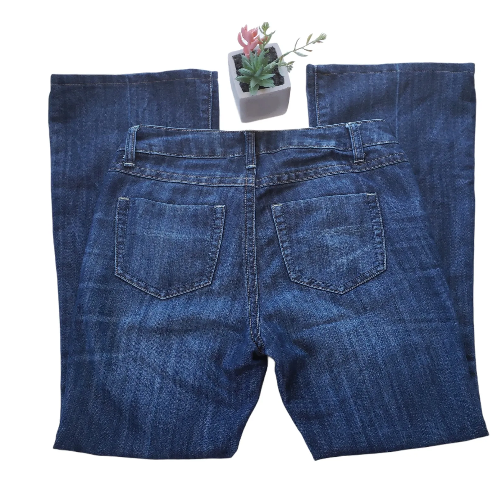 Cabi Y2K Flare Retro Womens Jeans Sz 2 Preppy Minimalist Dark Wash Classic Denim - Image 7