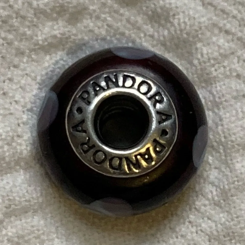 Authentic PANDORA Blue Flowers on for You Murano Glass Bead Purple 925 - Image 6