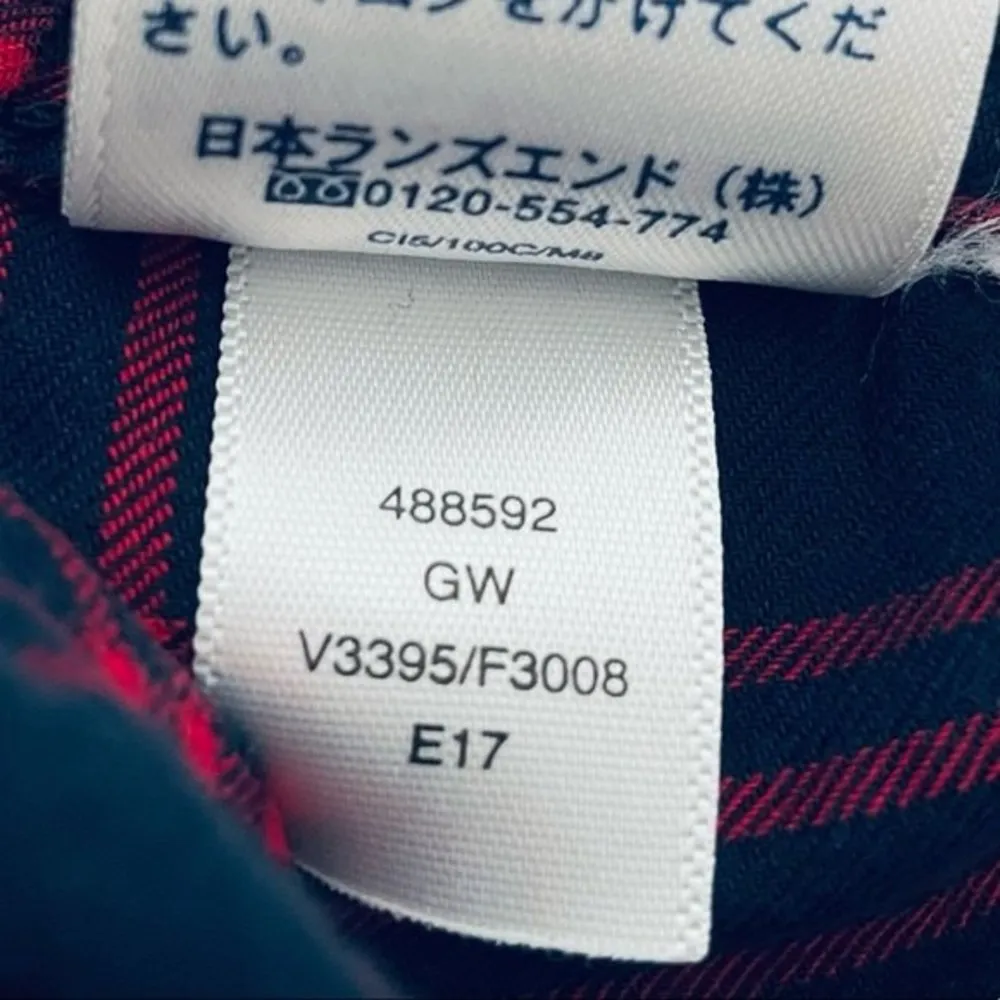 Land’s End Plaid Flannel Long Sleeve Shirt Red Navy Size 2 Petite - Image 9