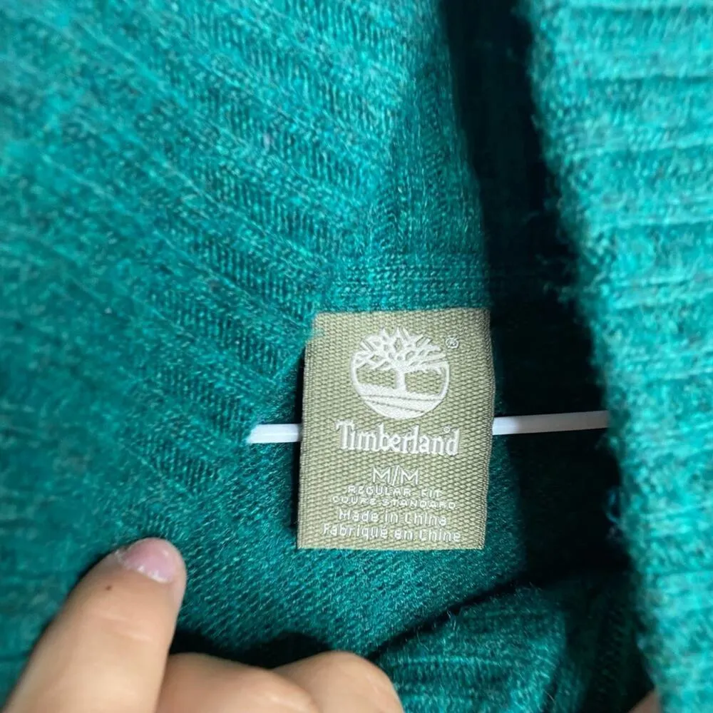 Timberland Women's Green High Neck Long Sleeve Sweater Pullover Stretch Size M - Image 8