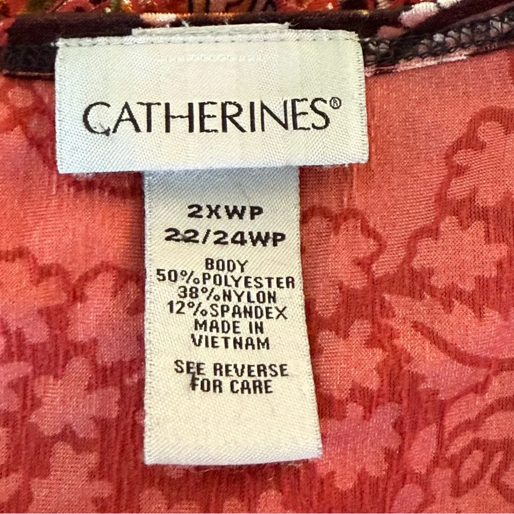 Catherine’s Floral Paisley Burnout Velvet Top Size 2XWP Fall Autumn Boho Office - Image 5