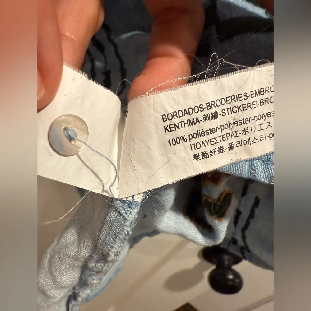 Zara TRF Light Blue Denim Chambray embroidered Size Small - Image 5