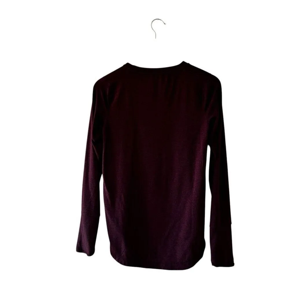 Athleta Crewneck Burgundy Thumbhole High Lo Asymmetrical  Sporty Soft Long Sleev - Image 2