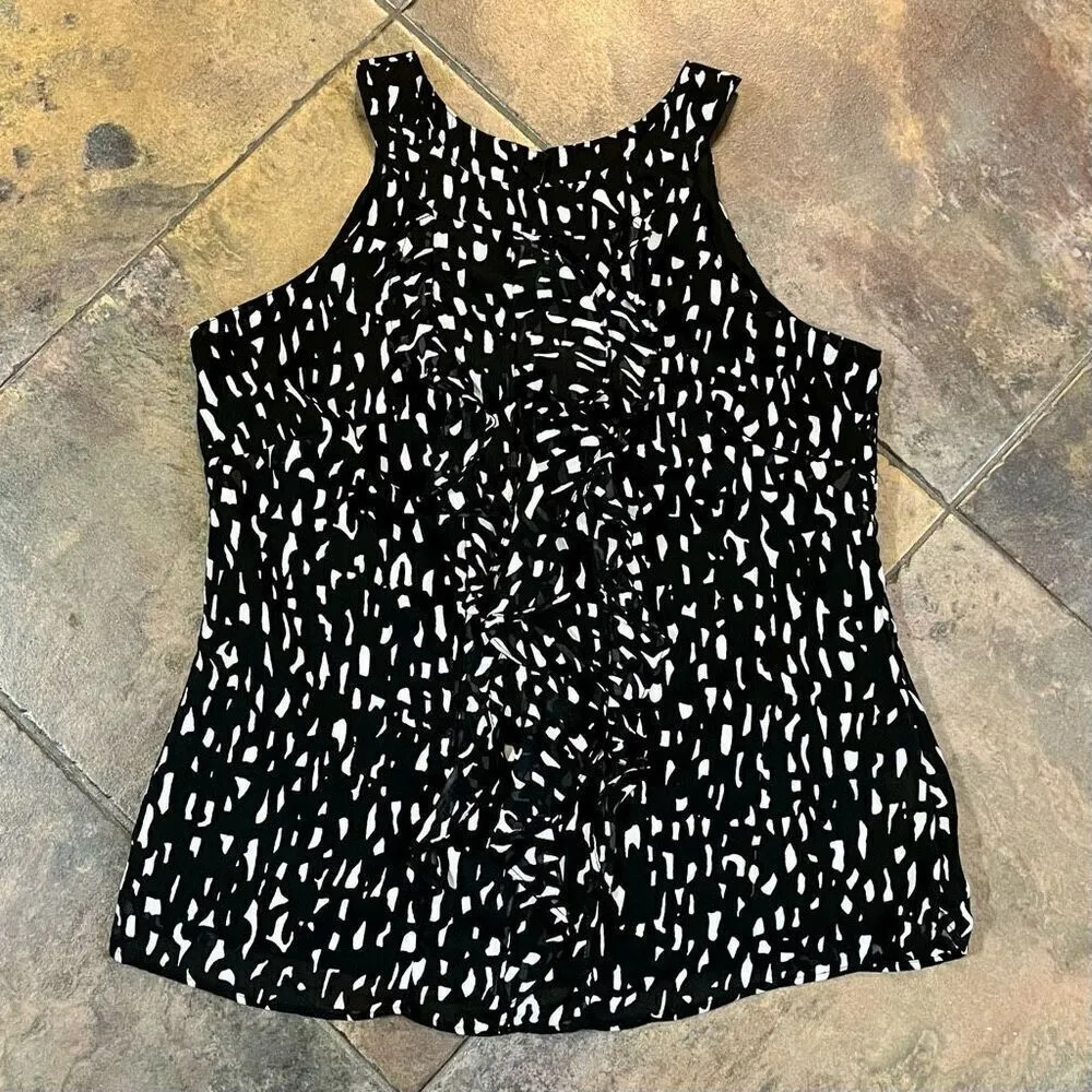 Merona Halter Black White Ruffle Blouse Small - Image 5