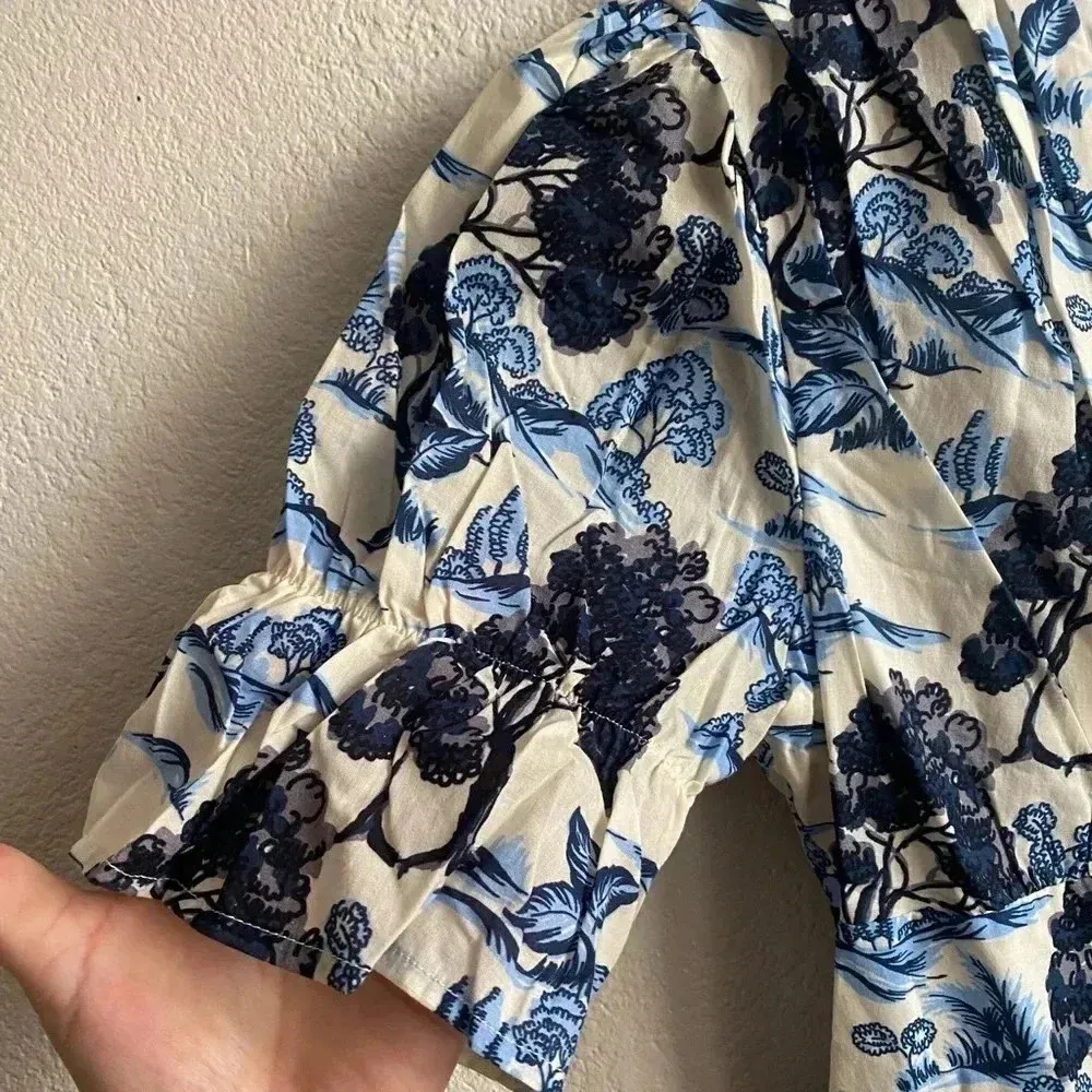 🆕Senlis Women Valentine Button Front Mulvari Floral Puff Sleeve Maxi Dress XS🆕 Blue - Image 8