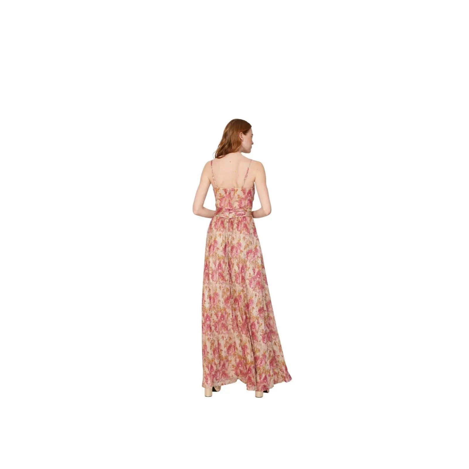 Dress the Population Pink floral Chrissy Gown SZ L - Image 3