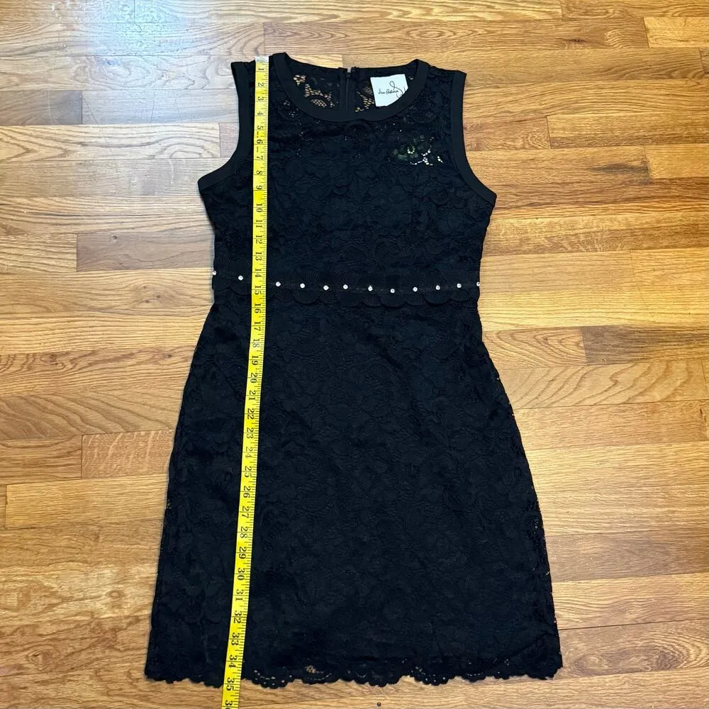 Sam Edelman Women’s 8 Black Lace Sheath Trim Gem Sleeveless Little Black Dress - Image 6