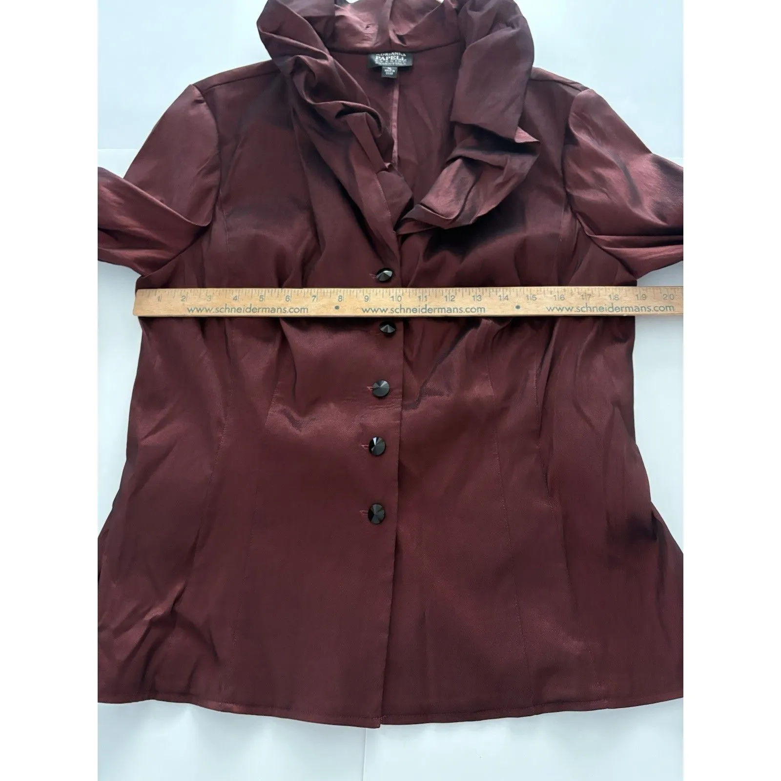 Adriana Papell Jacket Top XL Burgundy Iridescent Ruffled Collar Vamp Dark Gothic - Image 7