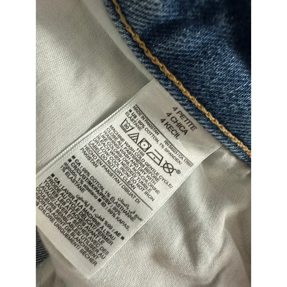 Old Navy High-Rise Curvy Straight Distressed Blue Jeans Women's Size 4 Petite 4P - Image 6