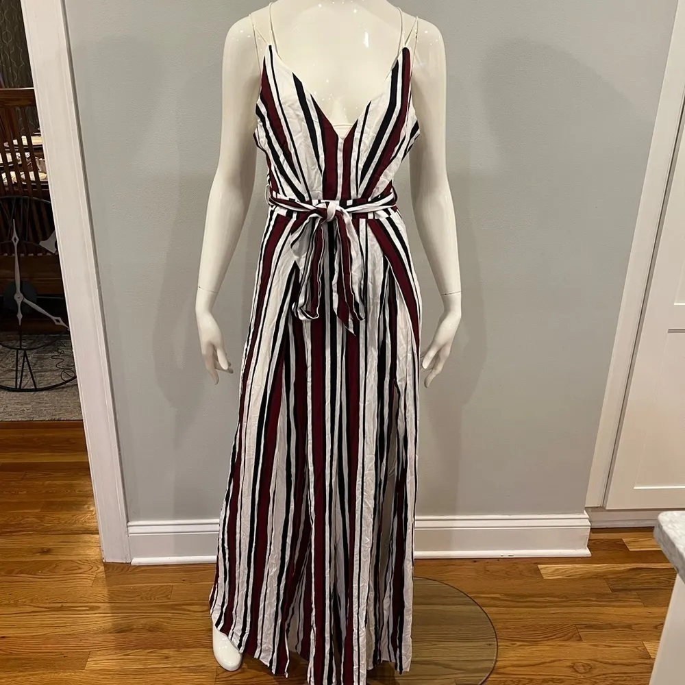 Robertson & Rodeo Feeling Fine Striped Jumpsuit Wine Red - Image 13