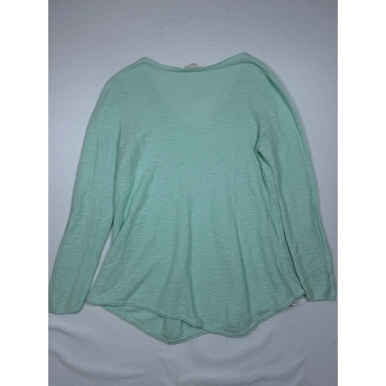 Eileen Fisher V Neck Lightweight Knit Sweater Mint Green LG Organic Linen Cotton - Image 8