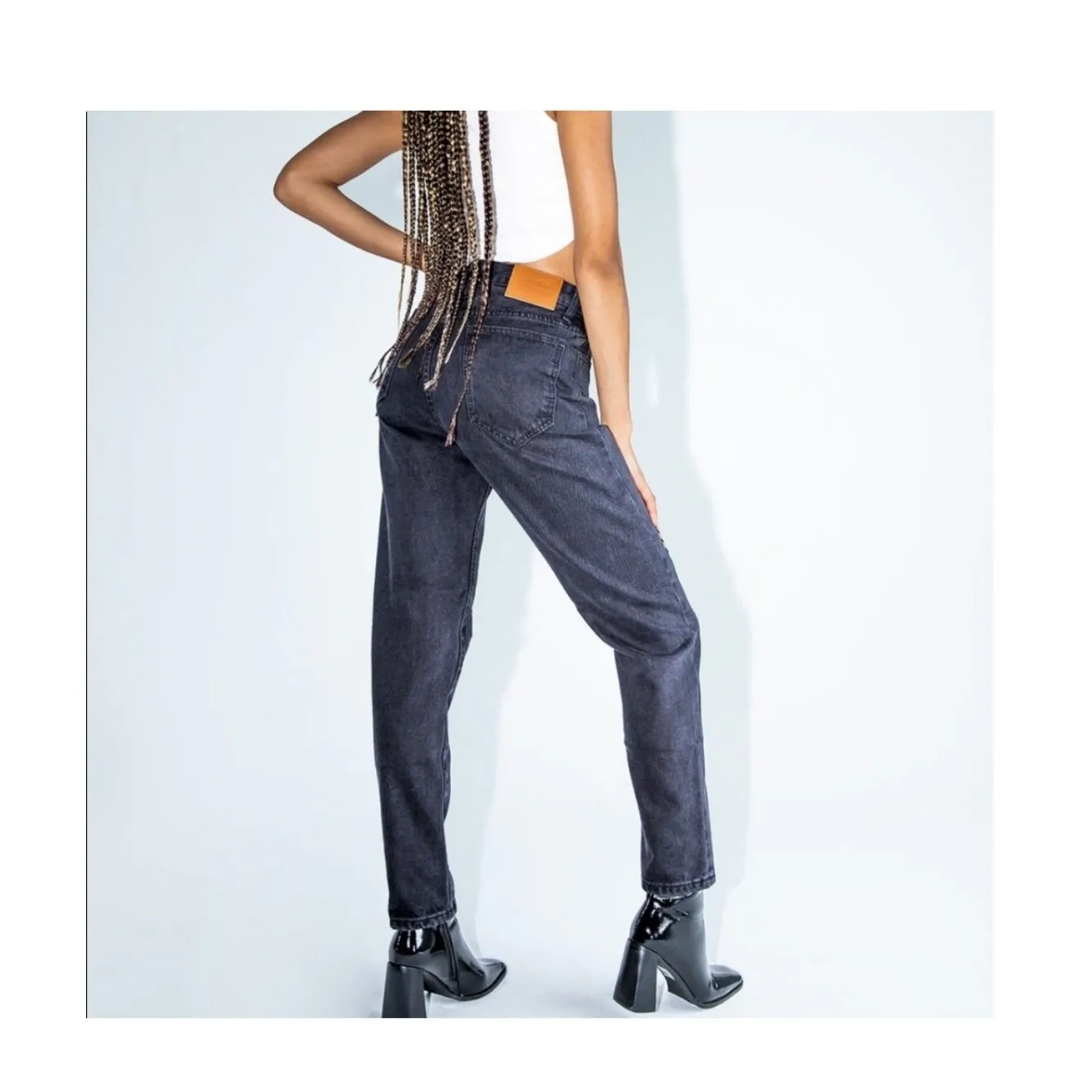 NWT Princess Polly Black Claremont Mom Denim Jeans Size US 6 Distressed - Image 6