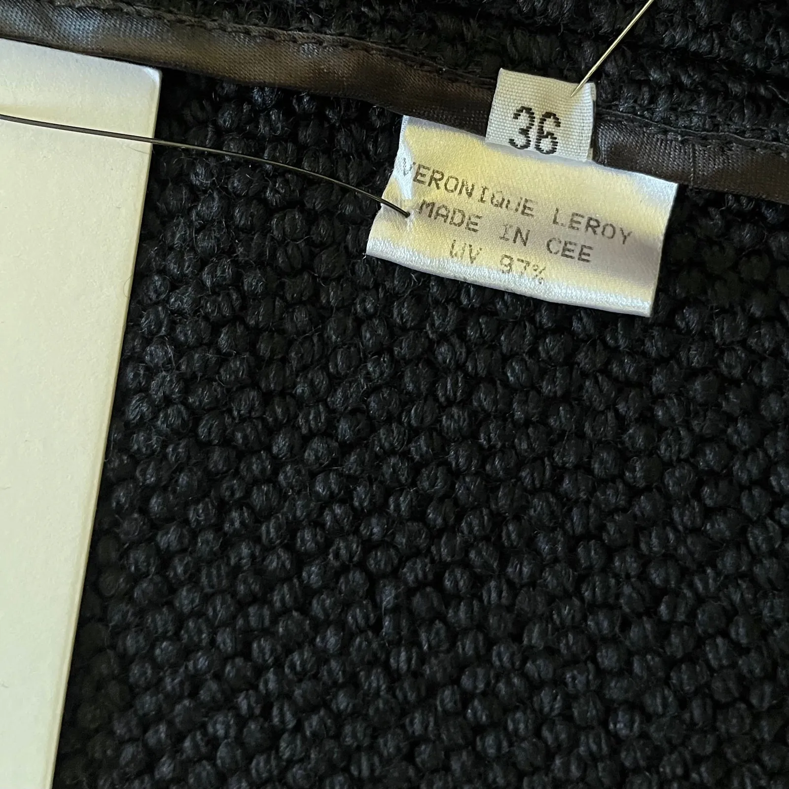 Veronique Leroy Paris Vintage Black Wool Knit Cowl Neck Jacket Short Coat Size XS - Image 7