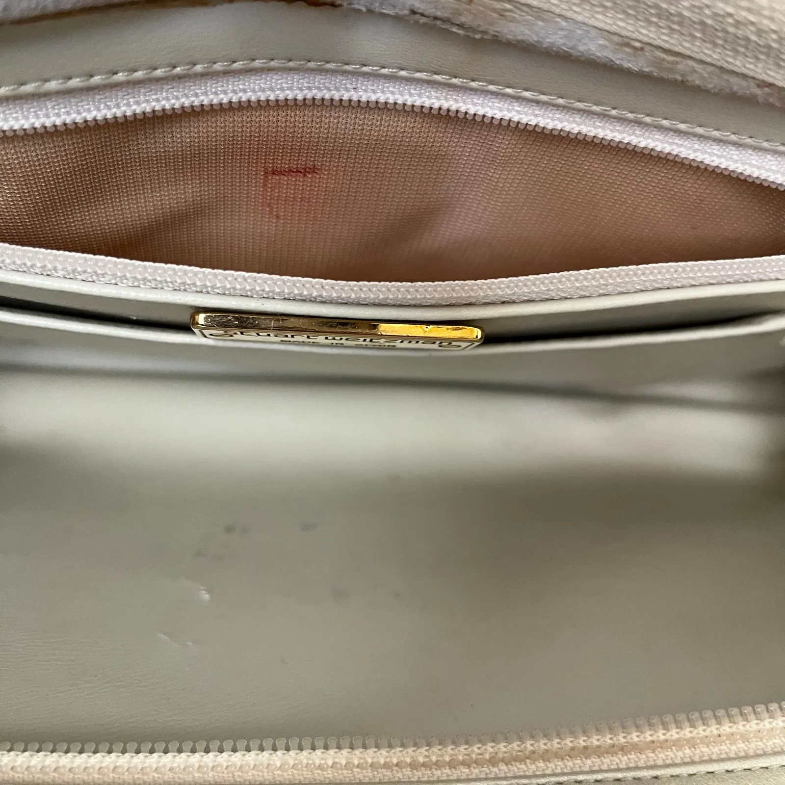 Vintage Stuart Weitzman Shimmering Leather Woven Straw Evening Bag Satchel - Image 6