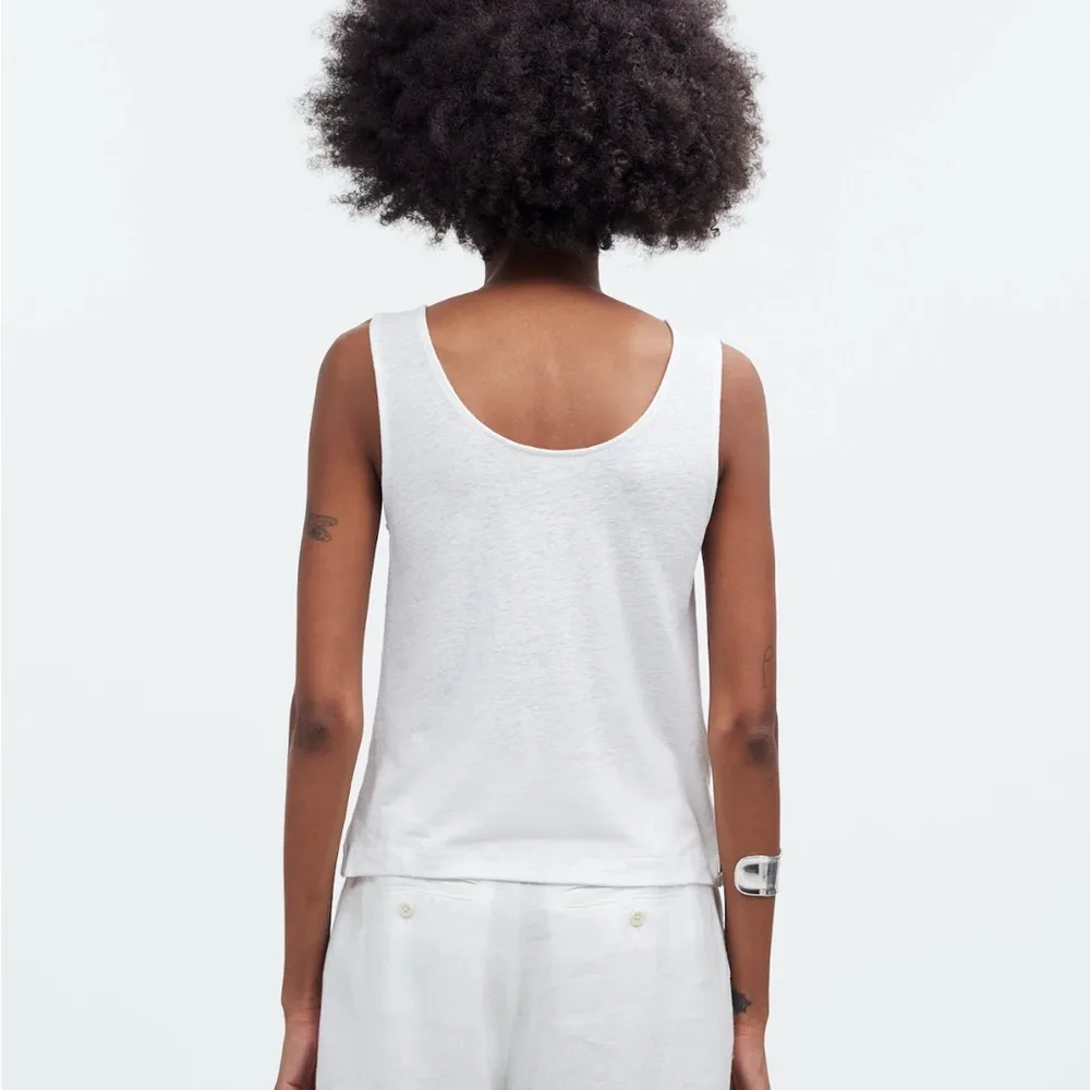 Knotted-Strap Tank in Eyelet White Size Medium NWT Linen Blend - Image 4