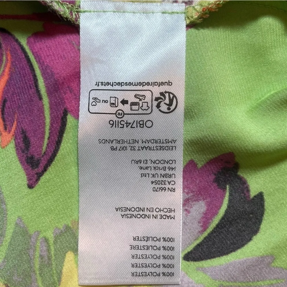 Y2K Urban Outfitters Pricilla Lace Up Green Floral‎ Satin Dress XS Romantic Boho - Image 10