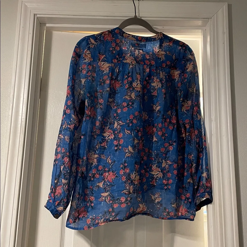 EUC Isabel Marant Etoile blue floral popover top - Image 4