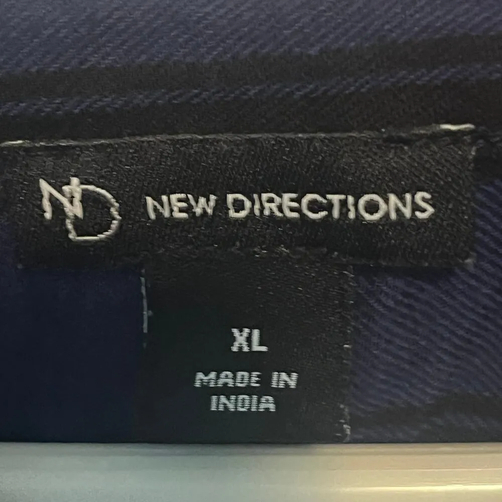 New Directions Blue Black Striped Aztec V-Neck Long Sleeve Shirt XL - Image 5