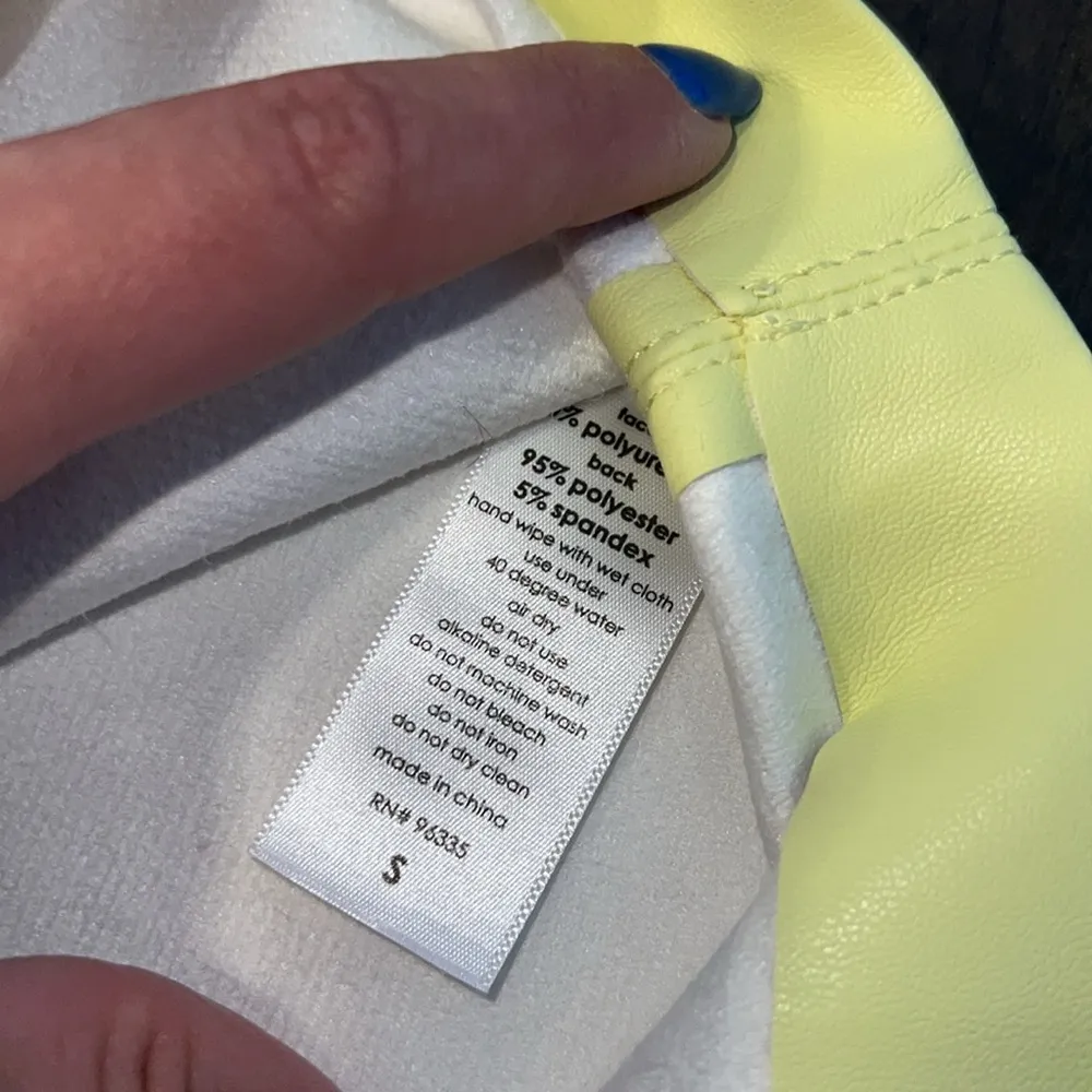 NWT  Faux Leather Strapless Dress - Pale Lime - Image 6