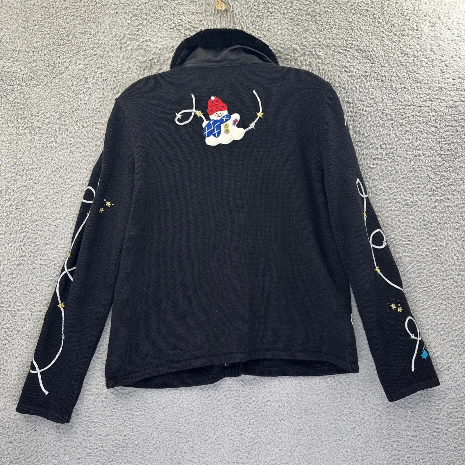 Vintage Designers Originals Studio Joy Snowman Cardigan Sweater Christmas Small - Image 2